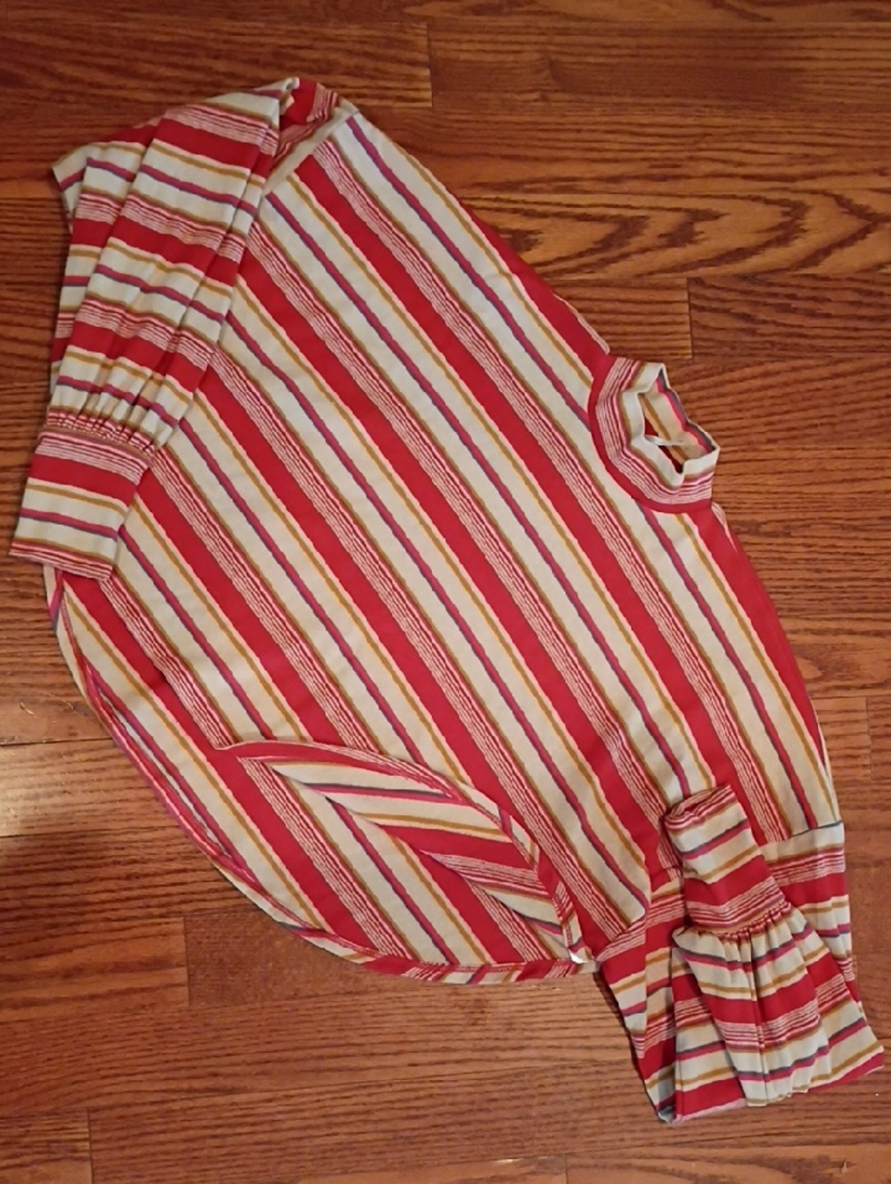 Free People Striped Red & Cream Long-Sleeve Women's Top